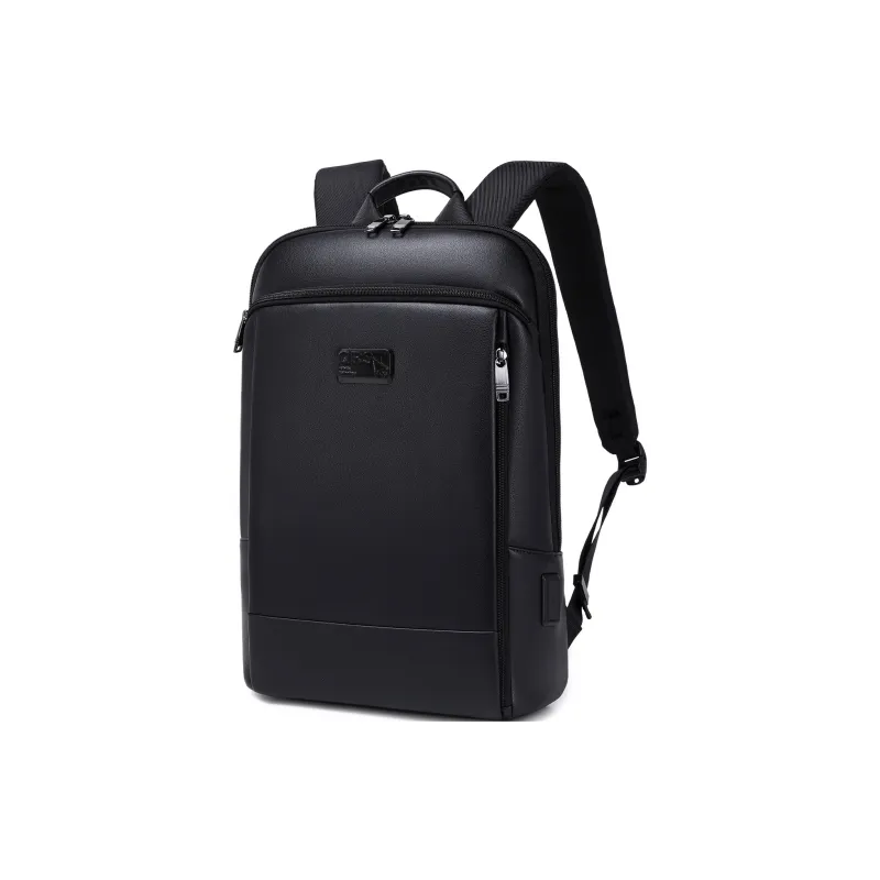 QRST Microfiber With Oxford Backpack Laptop Bag Men's Black-1