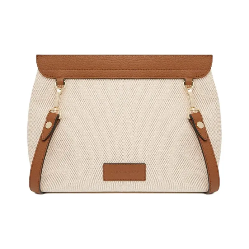 Strathberry Grained Calfskin With Canvas Wallets Shoulder Bag Crossbody Bag Large Size Women's Light Brown & Umber-2