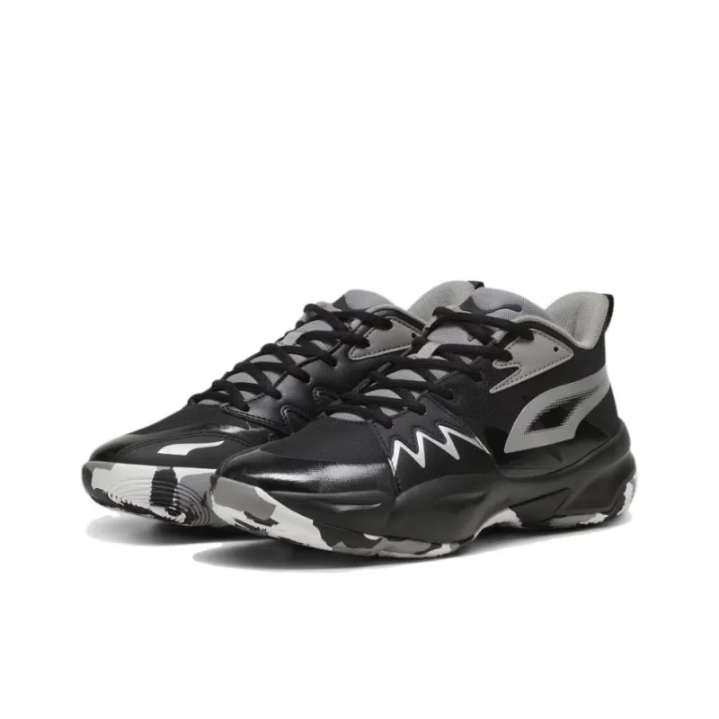 PUMA Genetics Slip Resistant And Breathable Mid Top Basketball Shoes Unisex Black-2
