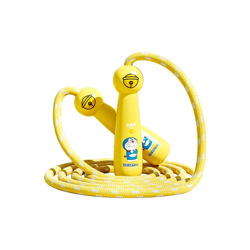 Papaison Fitness Training Non Countable Doraemon Jump Rope Kids Cotton Rope, Maple Wooden Handle 2.6m-4