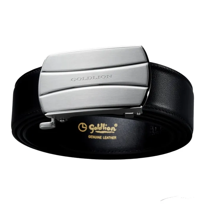 GOLDLION Genuine Leather Stainless Steel Automatic Buckle Top Grain Cow Leather Belts Men's 3.5cm-1