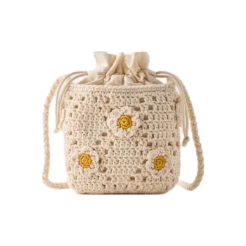 ZARA Polyester Bucket Bags Shoulder Bag Crossbody Bag Women's Light Beige Yellow