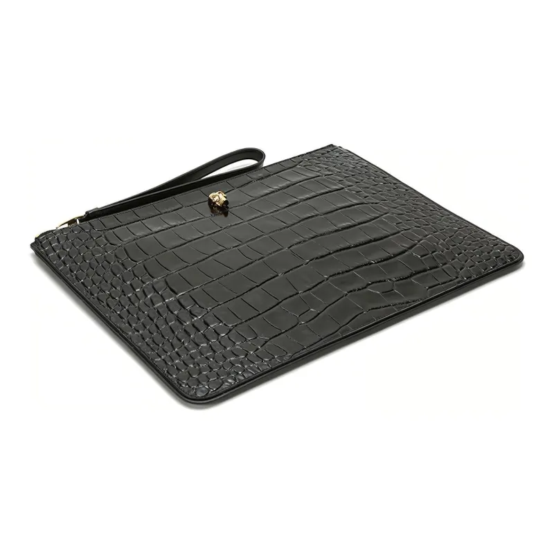 Alexander McQueen Cow Leather Clutch Tubas Women's Black-3