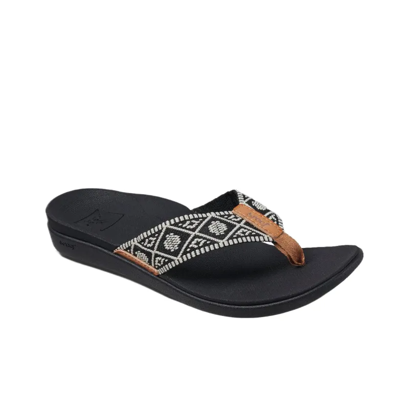REEF Slip-Resistant Flip Flops Women's Black White-2