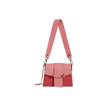 Strathberry Smooth Calf Leather Shoulder Bag Crossbody Bag Women's Raspberry Red With Candy Pink