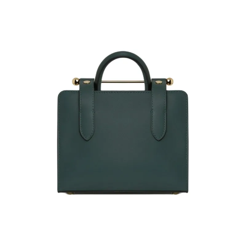Strathberry Smooth Calf Leather Tote Bag Shopping Bag Shoulder Bag Crossbody Bag Handbag Mini Women's Dark Green-2