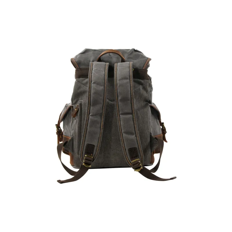 COTECi Top Grain Crazy Horse Cow Leather With Washable Canvas Backpack Tubas Men's Gray/Army Green/Black/Khaki-12