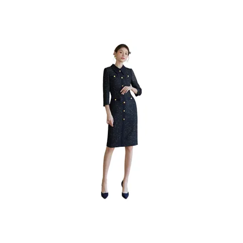 ROEYSHOUSE Long-Sleeved Dresses Women's Dark Blue