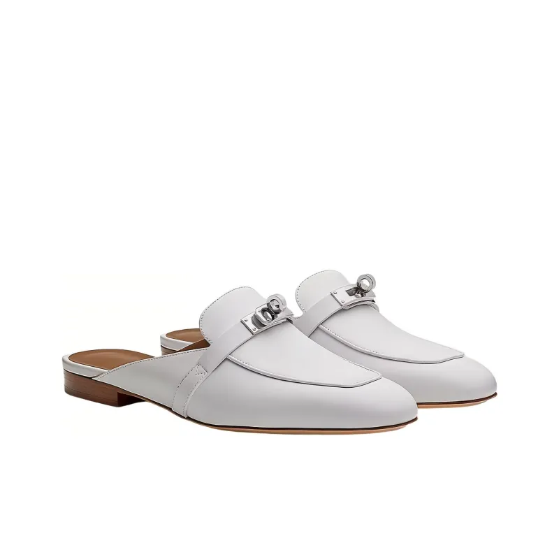 HERMES Casual Single Shoes Women's White-3