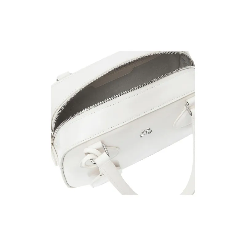 COURREGES Leather Shoulder Bag Crossbody Bag Handbag Women's Traditional White-3