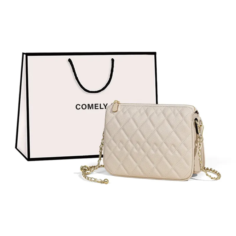 COMELY Cow Leather Patchwork Synthetic Leather Shoulder Bag Crossbody Bag Small Size Women's Multicolor-0
