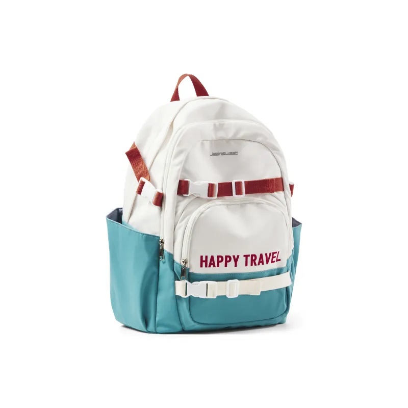 JEANSWEST Fabric Backpack Laptop Bag Regular Women's Blue White-2
