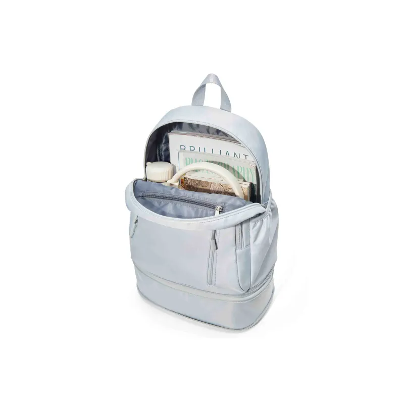 QING QI ZHE Fabric Backpack Travel Backpack Backpack Unisex Black Ecru Light Blue-14