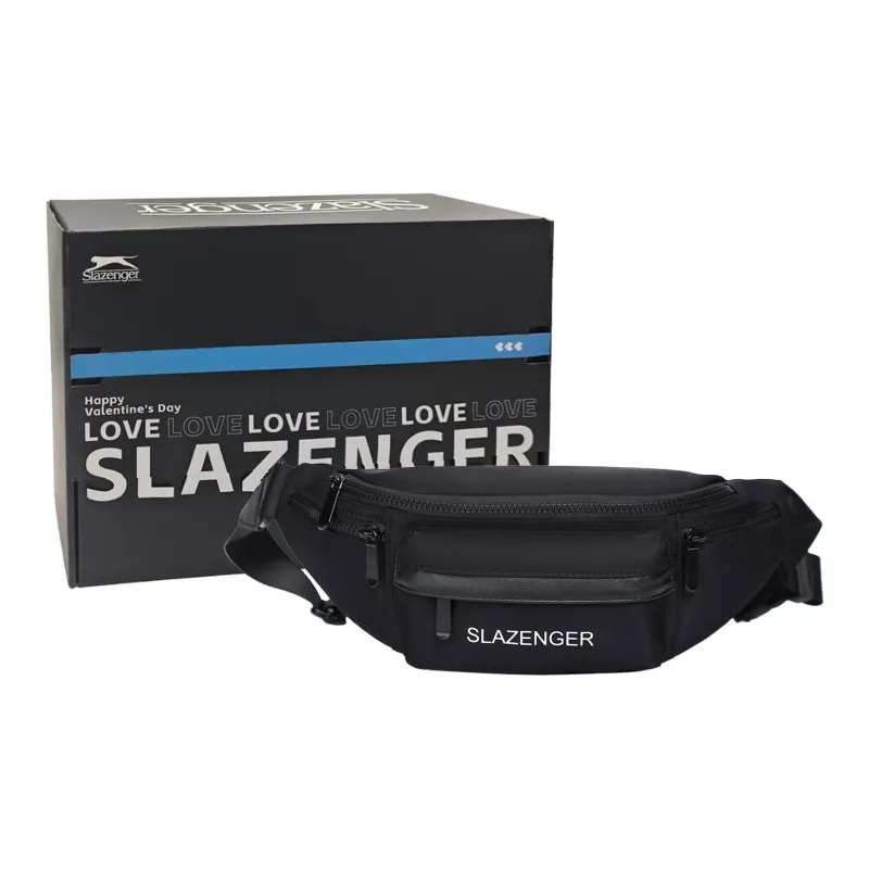 Slazenger Nylon Fabric Shoulder Bag Crossbody Bag Sling Bag Fanny Pack Unisex Ecru/Black/Khaki-15