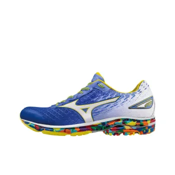 Mizuno Wave Rider 19 Cushioned Slip-Resistant Low-Top Running Shoes Men's Blue White