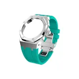 Silver Case Silver Bezel Blue Strap
