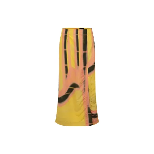 URBAN REVIVO Casual Long Skirts Women's Yellow Print