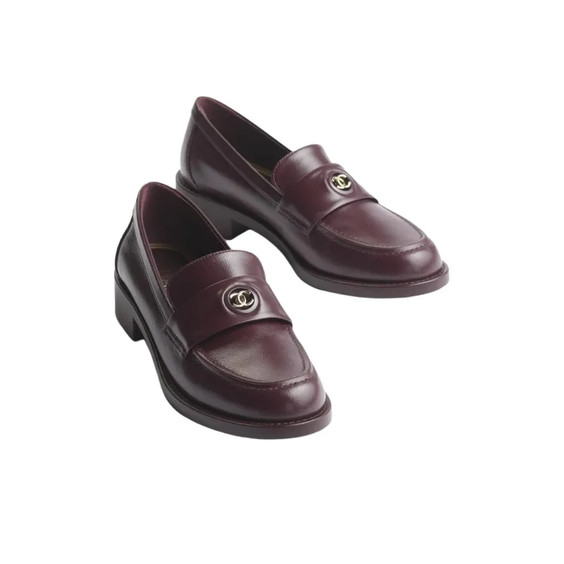 CHANEL Loafers 3cm Women's Burgundy-3