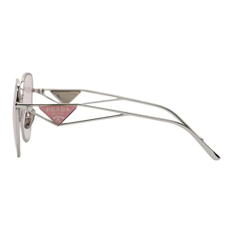 PRADA Triangle logo Round frame Sunglasses-3