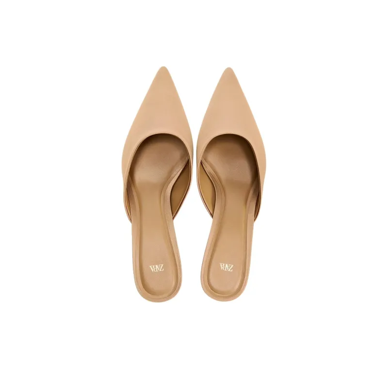 ZARA Abrasion Resistant Closed Toe Slippers Women's Beige-2