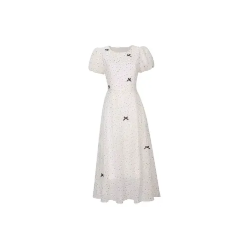 RTNH Short-Sleeved Dresses Women's Apricot White