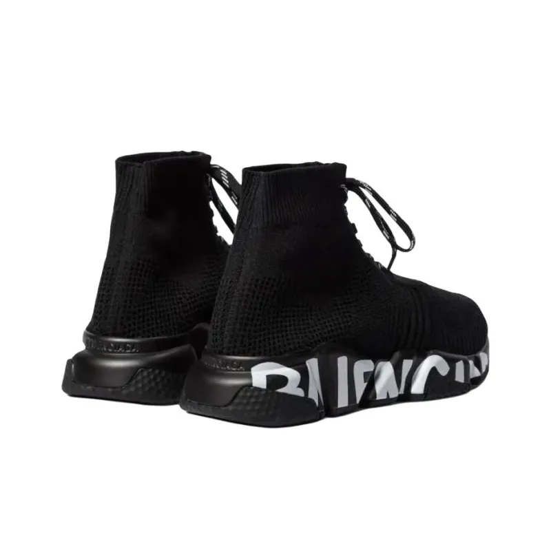 Balenciaga Speed Lace Up Graffiti Black White Women's-3
