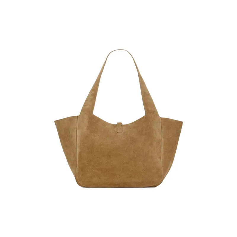 SAINT LAURENT Suede Tote Bag, Shopping Bag, Handbag, Shoulder Bag Women's Camel-4