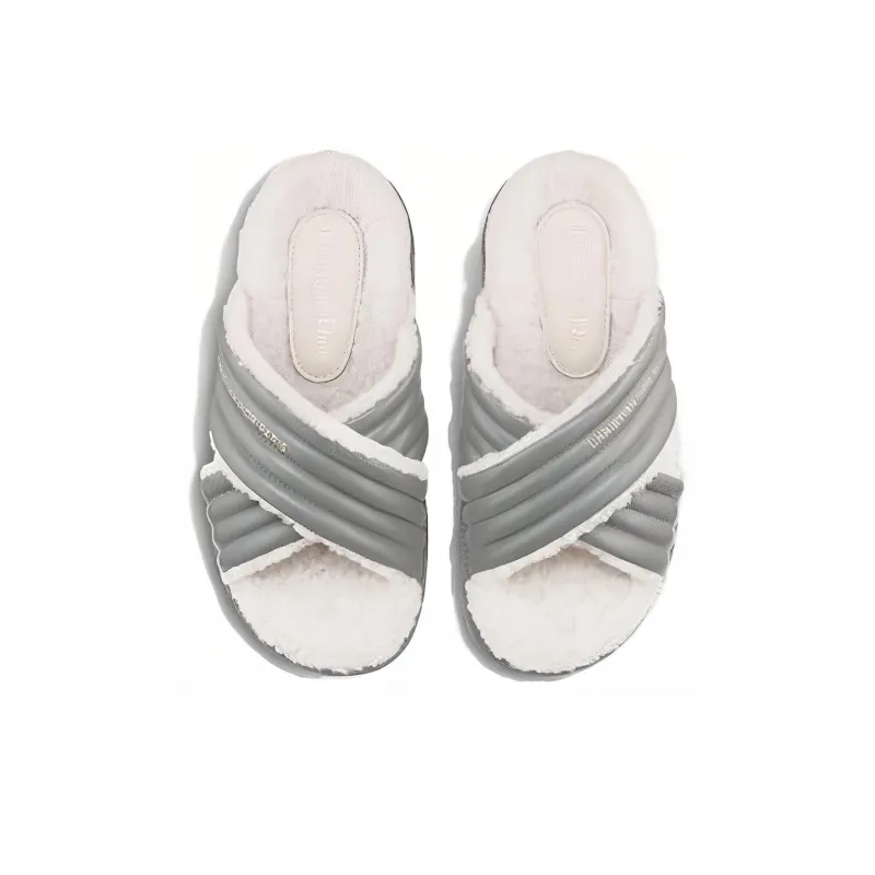 DIOR D Cross Slide Slippers Women's Gray White-4