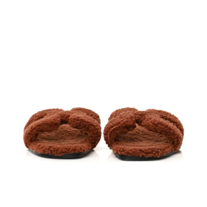 HERMES Oran Sandal Cognac Woolskin-4