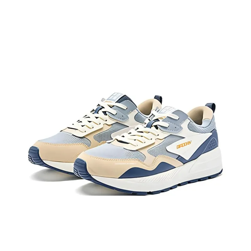 QIAODAN Slip Resistant Breathable Height Increasing Low Top Casual Shoes Men's Powder Blue/Ivory-1
