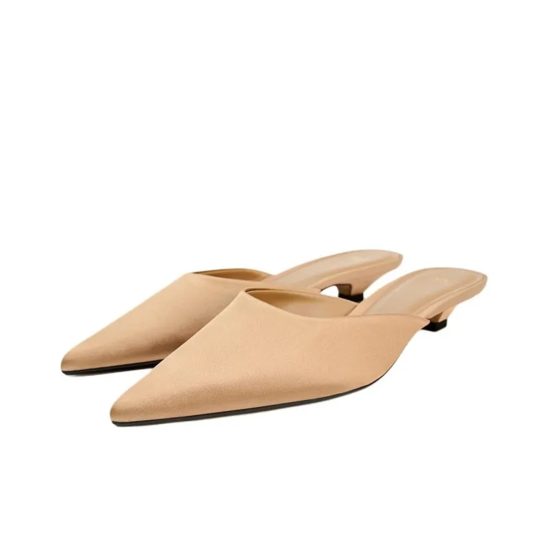 ZARA Abrasion Resistant Closed Toe Slippers Women's Beige-1