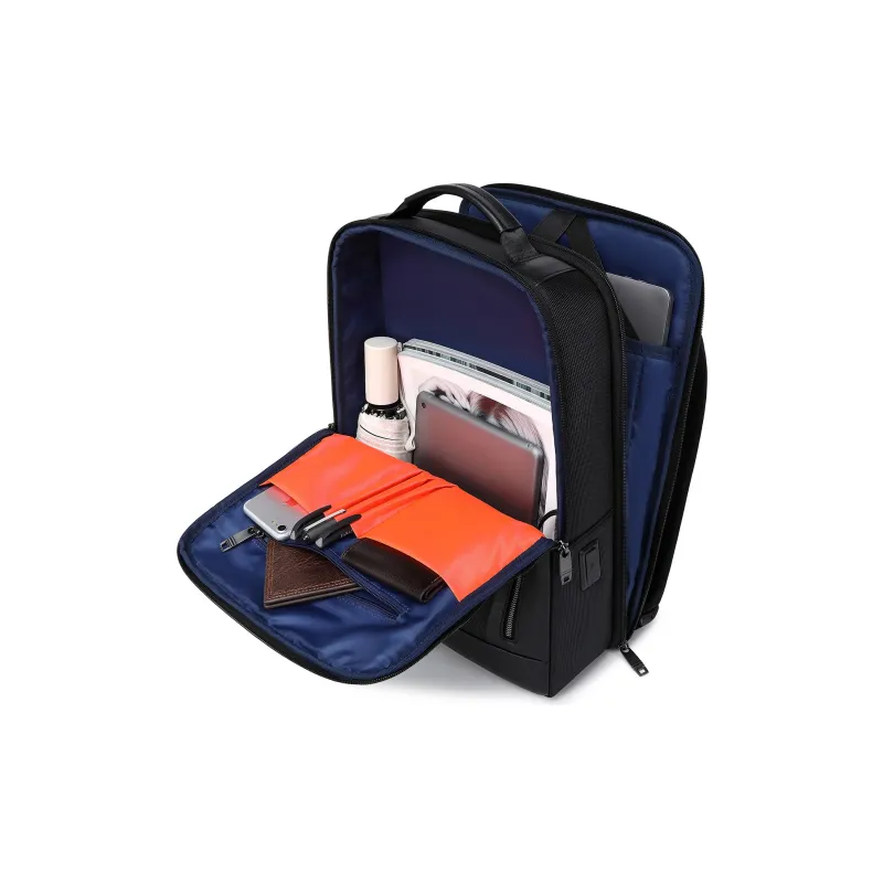 QRST Composite Fabric With Microfiber Backpack And Laptop Bag Men's Black-4