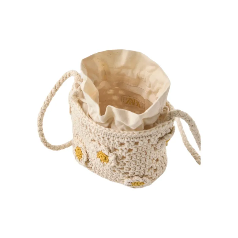 ZARA Polyester Bucket Bags Shoulder Bag Crossbody Bag Women's Light Beige Yellow-3