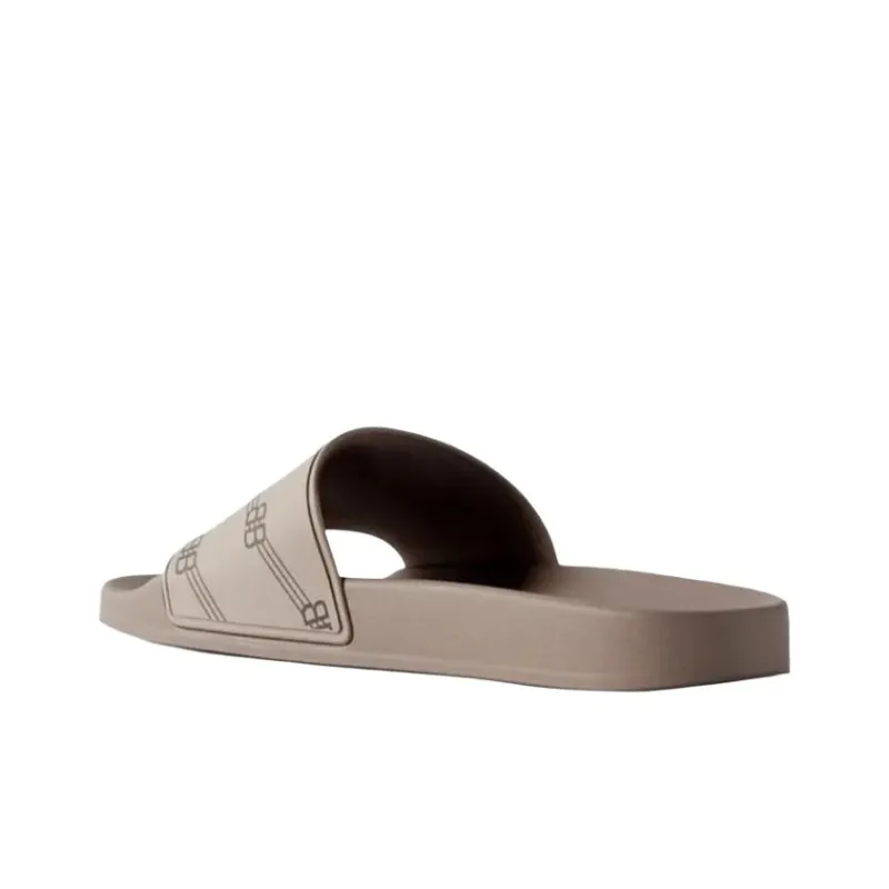 Balenciaga Monogram Slides Light Brown Black-2