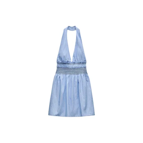 ZARA Trf Sleeveless Dresses Women's Blue/White