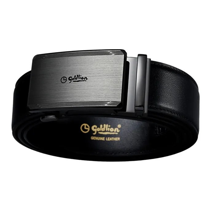 GOLDLION Smooth Finish Automatic Buckle Split Cow Leather Belts Men's 3.5cm-3