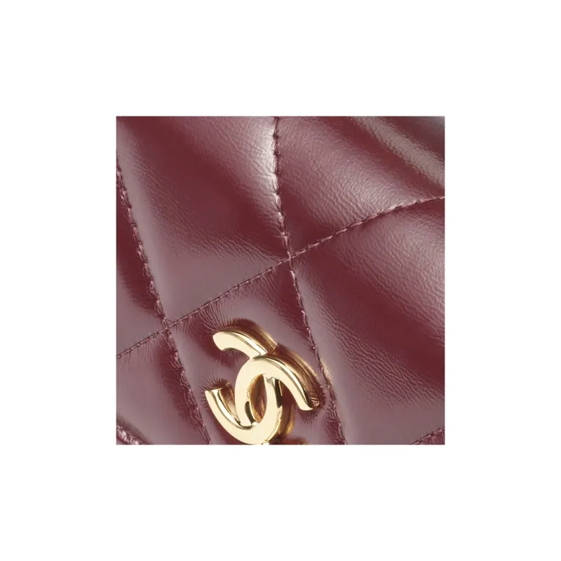 CHANEL Lambskin Portable One Shoulder Crossbody Cell Phone Pouch Women's Burgundy-3
