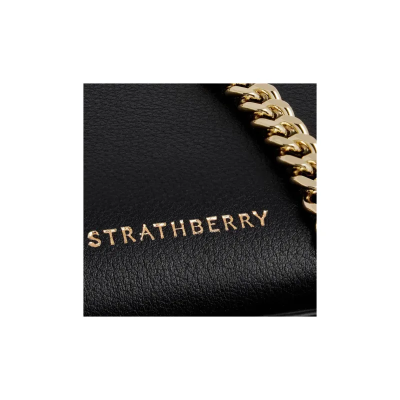 Strathberry Smooth Calf Leather Tote Bag Shopping Bag Shoulder Bag Crossbody Bag Handbag Mini Women's Black-5