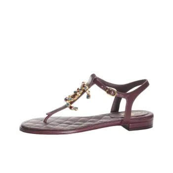 CHANEL Strap Sandals Women's Burgundy
