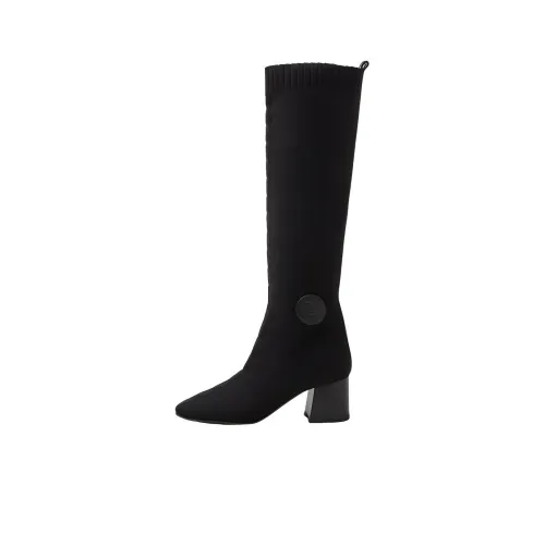 HERMES Knee-high Boots Women's Black