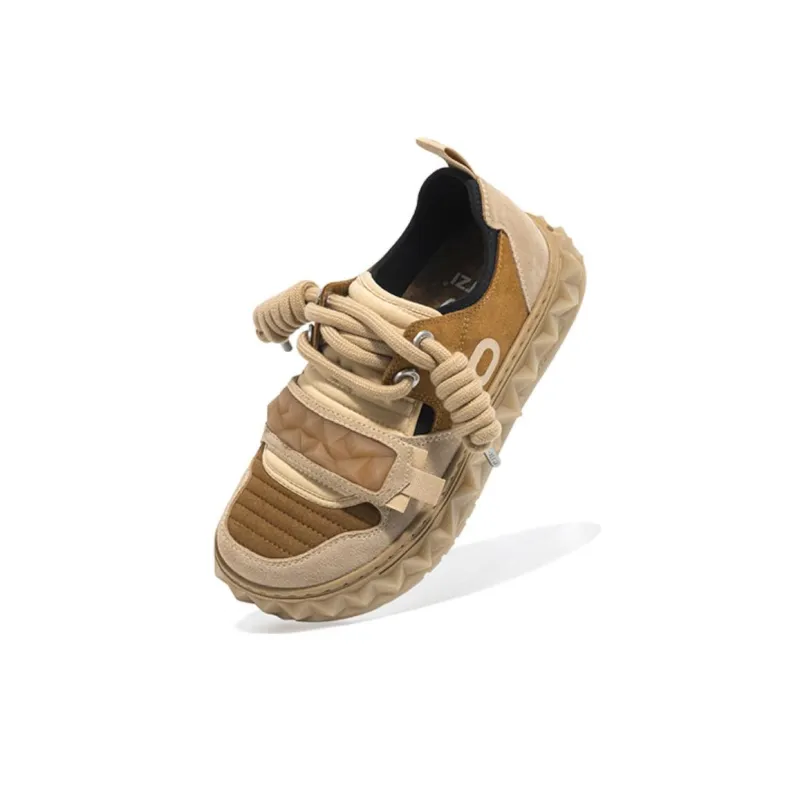 OETZI New Iceberg Series Casual Shoes Unisex Low Top Brown Khaki-3