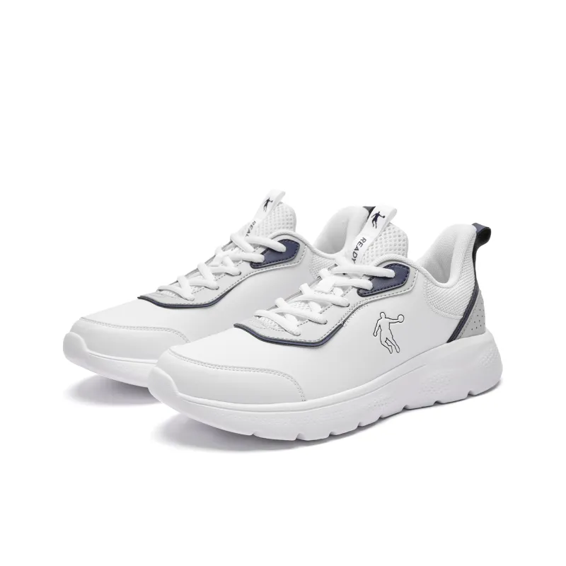 QIAODAN Anti Slip Wear Resistant Water Resistant Lightweight Low Top Casual Running Shoes Men's White Blue-2