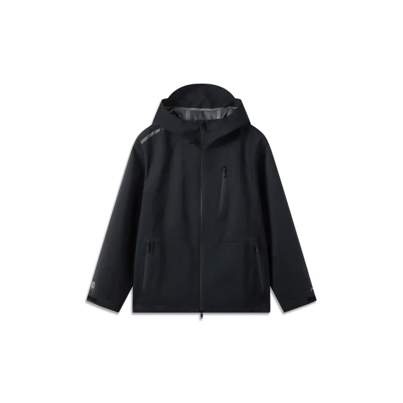 LiNing Windproof Outdoor Hiking Hard Shell Windbreaker Jacket Unisex Black-2