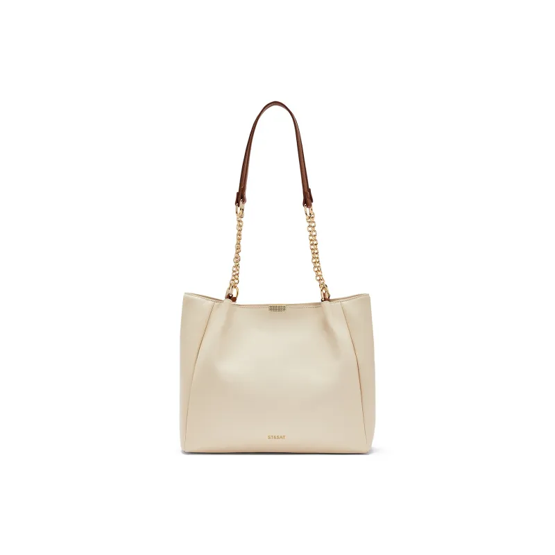 ST&SAT Synthetic Leather Handbag, Shoulder Bag Women's Brown/Pearl White-1