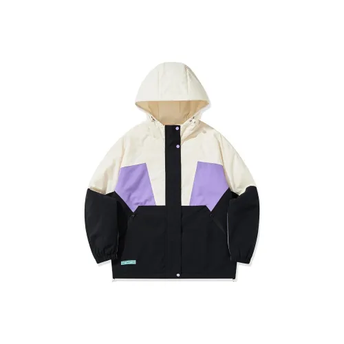 QIAODAN Trench Coats Women's Cream White/Purple Scent