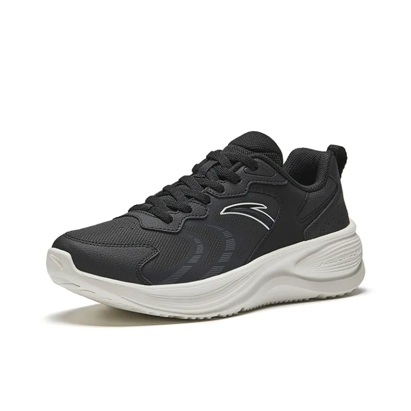 Anta Speeding Height Increasing Lightweight Low Top Casual Running Shoes Women's Black White-1
