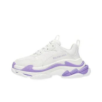 Balenciaga Triple S Cushioning, Slip Resistant, And Abrasion Resistant Low Top Chunky Sneakers Women's White Purple