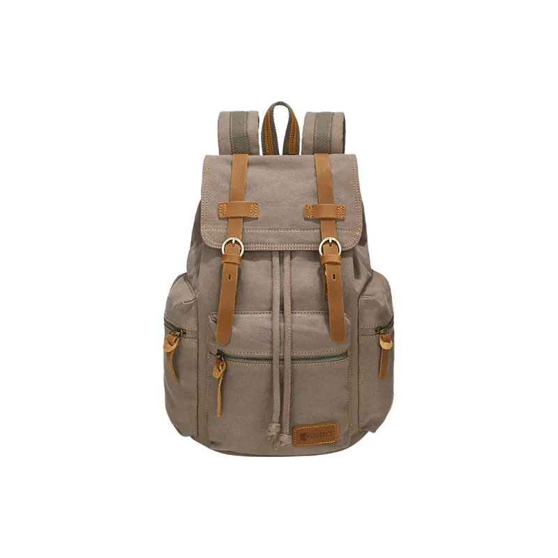 COTECi Crazy Horse Cow Leather, Washed Canvas Backpack Tubas Unisex Ink Gray/Gray/Coffee/Khaki-5