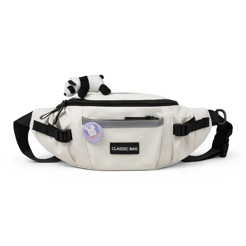 PT'SON Fabric Fanny Pack Sling Bag Shoulder Bag Crossbody Bag Regular Unisex Ecru-1