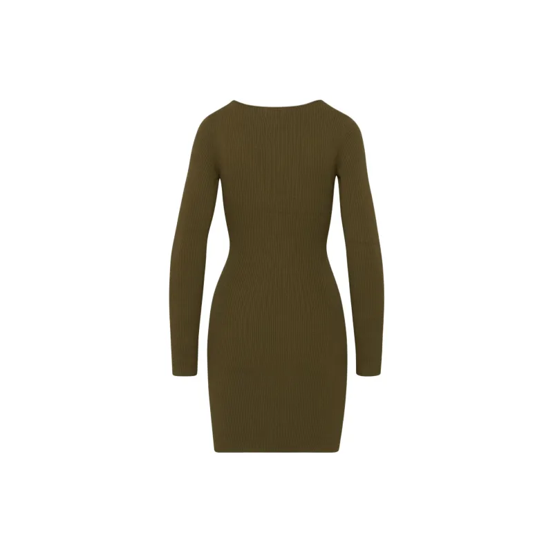 ARITZIA Wilfred Free Cut-Out Knit Longsleeve Mini Dress Long-Sleeved Dresses Women's Rustic Brown/Simple Brown-1